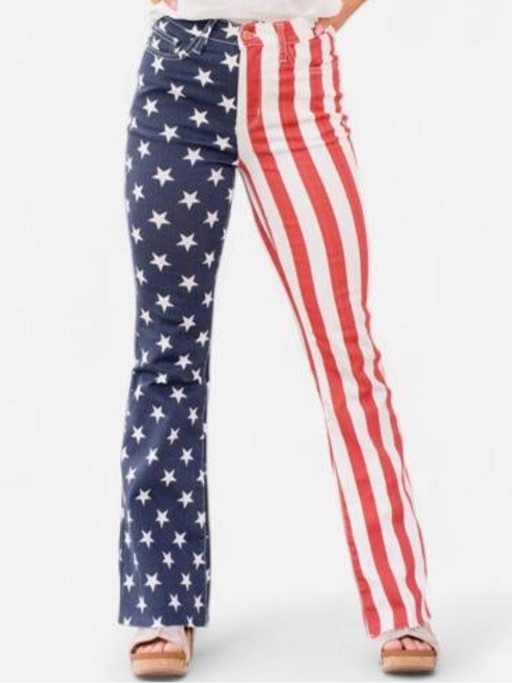 NWT Judy Blue Jeans American Flag Print High Rise Flare Jeans